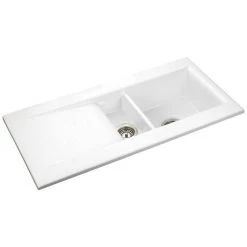 Rangemaster Nevada 1.5 Bowl Ceramic Kitchen Sink 6 Rangemaster Nevada 1.5 Bowl Ceramic Kitchen Sink -Kitchen Sinks Shop CNV2WH D2 460