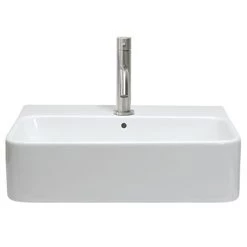 Crosswater Navona Gloss White Square Wall Mounted / Counter Top Basin - 1 Tap Hole