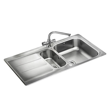 Rangemaster Glendale 1.5 Bowl Stainless Steel Kitchen Sink 1 Rangemaster Glendale 1.5 Bowl Stainless Steel Kitchen Sink