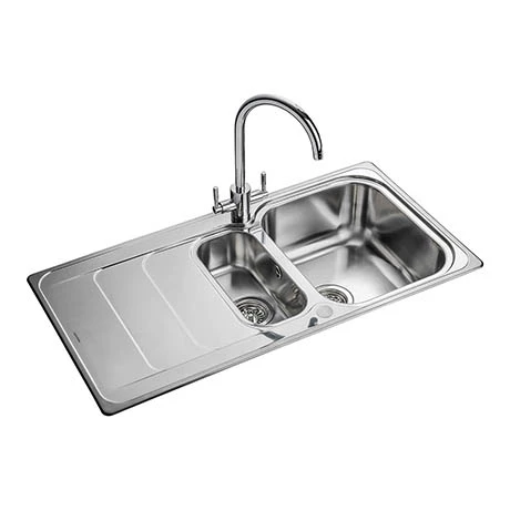 Rangemaster Houston 1.5 Bowl Stainless Steel Kitchen Sink 1 Rangemaster Houston 1.5 Bowl Stainless Steel Kitchen Sink