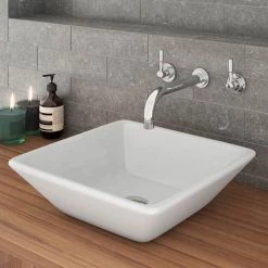Lazio Square Counter Top Basin - 0TH - 410 x 410mm -Kitchen Sinks Shop Lazio Square Counter Top Basin 0 Tap Hole 400 x 400mm d3 460