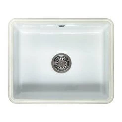 Reginox Mataro 1.0 Bowl White Ceramic Undermount Kitchen Sink + Waste -Kitchen Sinks Shop MATARO d3 460