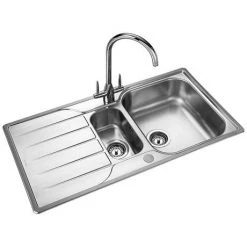 Rangemaster Michigan 1.5 Bowl Stainless Steel Kitchen Sink -Kitchen Sinks Shop MG9502 D2 460