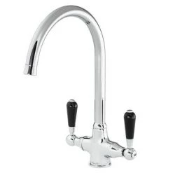 Reginox Traditional Black Ceramic 1.0 Kitchen Sink + Brooklyn Mixer Tap -Kitchen Sinks Shop RL404CB BROOKLYN N D2 460