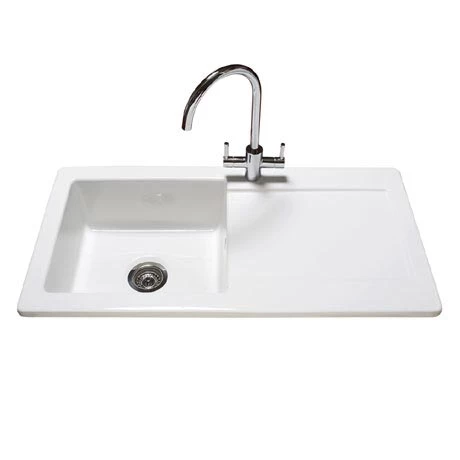 Reginox Contemporary White Ceramic 1.0 Bowl Kitchen Sink - RL504CW 1 Reginox Contemporary White Ceramic 1.0 Bowl Kitchen Sink - RL504CW