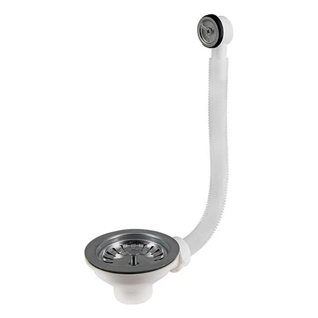 Gunmetal Grey Basket Strainer Waste with Round Overflow 1 Gunmetal Grey Basket Strainer Waste with Round Overflow