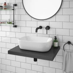 Venice Floating Basin Shelf (Gloss Grey - 600mm Wide) 8 Venice Floating Basin Shelf (Gloss Grey - 600mm Wide) -Kitchen Sinks Shop V6GGSLF d4 460