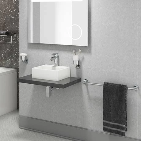 Venice Floating Basin Shelf (Gloss Grey - 600mm Wide) 5 Venice Floating Basin Shelf (Gloss Grey - 600mm Wide) - Image 5