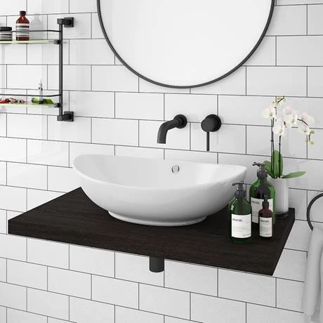 Venice Floating Basin Shelf (Dark Oak - 800mm Wide) 3 Venice Floating Basin Shelf (Dark Oak - 800mm Wide) - Image 3