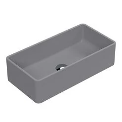 Venice Matt Grey Rectangular Counter Top Basin - 465 x 235mm