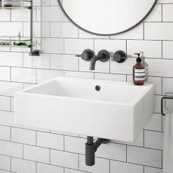 Kyoto Large Rectangular 600 x 460mm 0TH Wall Hung Basin