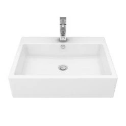 Kyoto Large Rectangular 600 x 460mm 1TH Wall Hung Basin -Kitchen Sinks Shop VES132 n d1 460