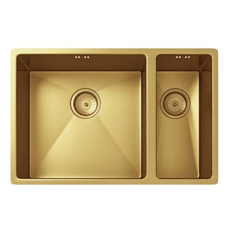 Venice 1.5 Bowl Brushed Gold Undermount Stainless Steel Kitchen Sink + Wastes 2 Venice 1.5 Bowl Brushed Gold Undermount Stainless Steel Kitchen Sink + Wastes - Image 2