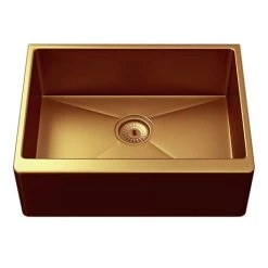 Venice Brushed Copper Belfast Stainless Steel Kitchen Sink + Waste -Kitchen Sinks Shop VSNK025 D3 460