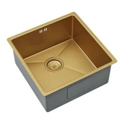 Venice 1.0 Bowl Brushed Gold Inset or Undermount Stainless Steel Kitchen Sink + Waste 5 Venice 1.0 Bowl Brushed Gold Inset or Undermount Stainless Steel Kitchen Sink + Waste -Kitchen Sinks Shop VSNK026 D2 460