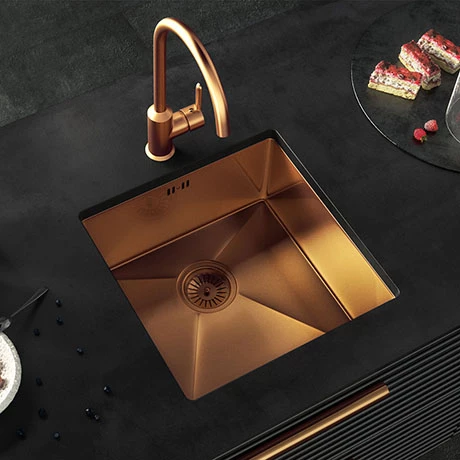Venice 1.0 Bowl Brushed Copper Undermount Stainless Steel Kitchen Sink + Waste 1 Venice 1.0 Bowl Brushed Copper Undermount Stainless Steel Kitchen Sink + Waste