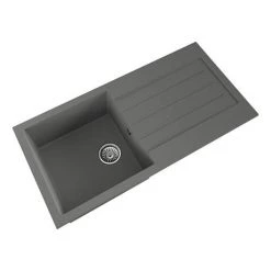 Venice 1.0 Bowl Matt Grey Composite Kitchen Sink + Chrome Waste -Kitchen Sinks Shop VSNK076 D2 460