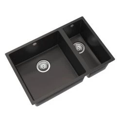 Venice 1.5 Bowl Matt Black Undermount Composite Kitchen Sink -Kitchen Sinks Shop VSNK100 D2 460