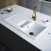 Venice 1.5 Bowl Matt White Composite Kitchen Sink + Chrome Wastes