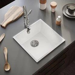 Venice 1.0 Bowl Gloss White Undermount Composite Kitchen Sink