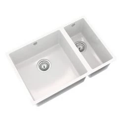 Venice 1.5 Bowl Gloss White Composite Kitchen Sink + Chrome Wastes 6 Venice 1.5 Bowl Gloss White Composite Kitchen Sink + Chrome Wastes -Kitchen Sinks Shop VSNK104 D1 460