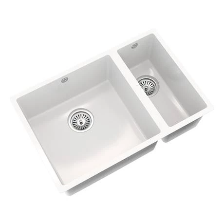Venice 1.5 Bowl Gloss White Composite Kitchen Sink + Chrome Wastes 3 Venice 1.5 Bowl Gloss White Composite Kitchen Sink + Chrome Wastes - Image 3