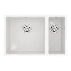 Venice 1.5 Bowl Gloss White Composite Kitchen Sink + Chrome Wastes 7 Venice 1.5 Bowl Gloss White Composite Kitchen Sink + Chrome Wastes -Kitchen Sinks Shop VSNK104 D2 460