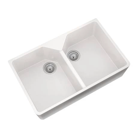Venice Double Bowl Belfast Composite Kitchen Sink + Chrome Wastes 3 Venice Double Bowl Belfast Composite Kitchen Sink + Chrome Wastes - Image 3