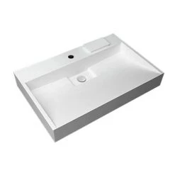 Arezzo 700mm Wall Mounted / Countertop Stone Resin Basin with Hidden Waste Cover -Kitchen Sinks Shop WMC7PMB d2 460