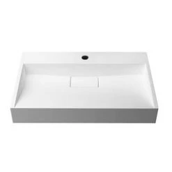 Arezzo 700mm Wall Mounted / Countertop Stone Resin Basin with Hidden Waste Cover -Kitchen Sinks Shop WMC7PMB d3 460