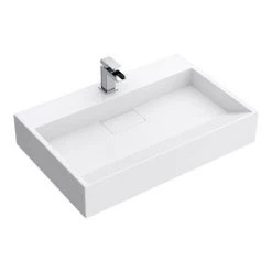 Arezzo 700mm Wall Mounted / Countertop Stone Resin Basin with Hidden Waste Cover -Kitchen Sinks Shop WMC7PMB d4 460