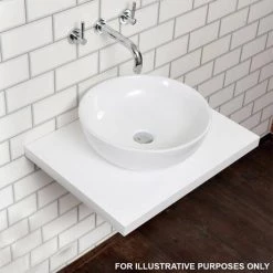 600 x 450mm White Shelf with Nouvelle Semi-Oval Basin -Kitchen Sinks Shop WSVES131 d2 460